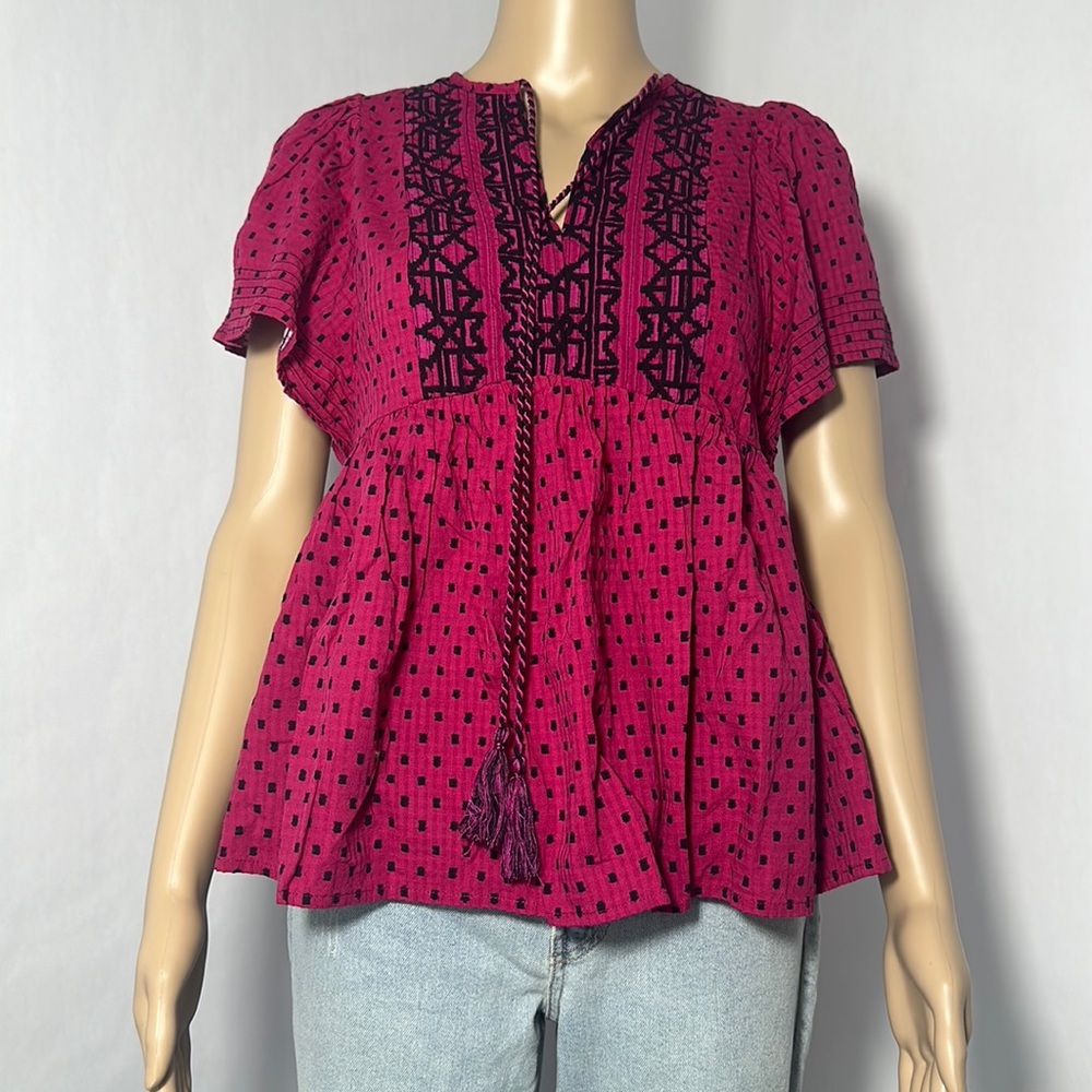 Women's Blouse Knox Rose Pink black Shirt Top (990L86) Polka Dot